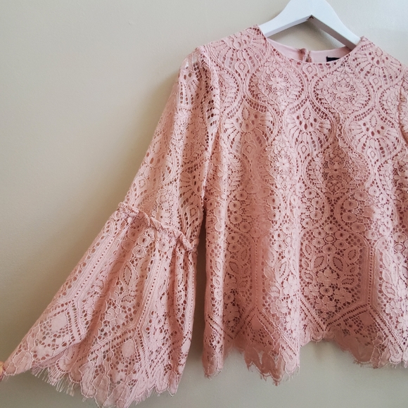 Worthington Blush Pink Lace Blouse Small Size - Picture 6 of 12